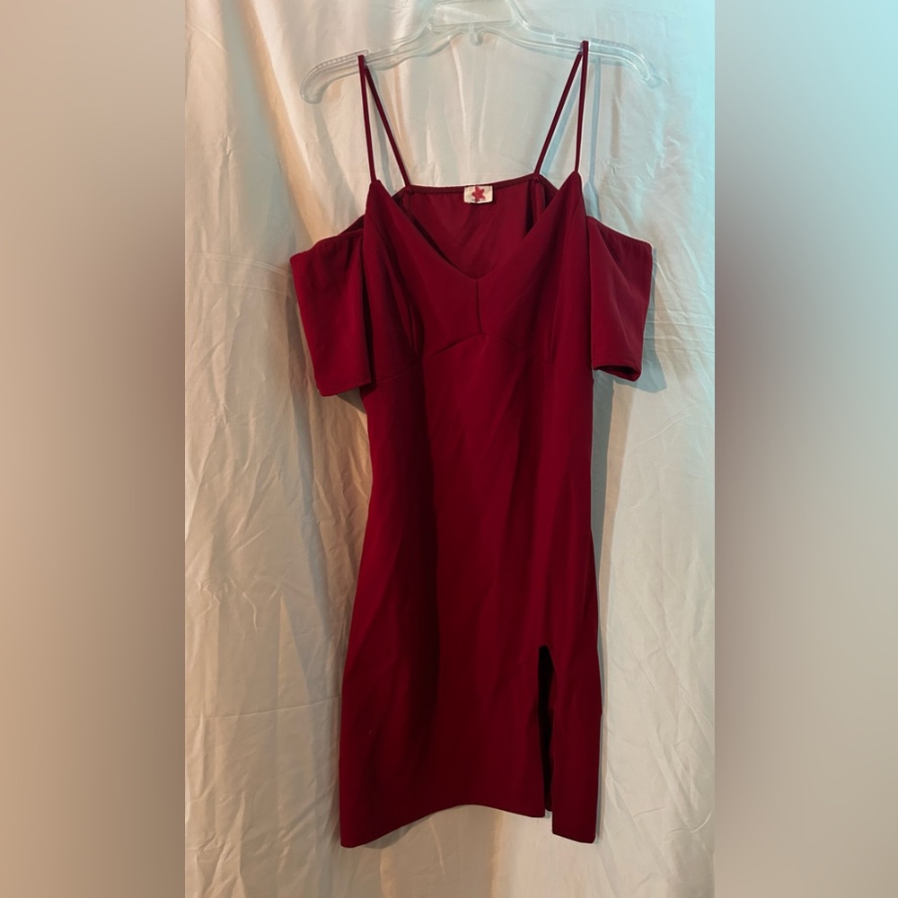 Elegant Red Women's Off The Shoulder Dress